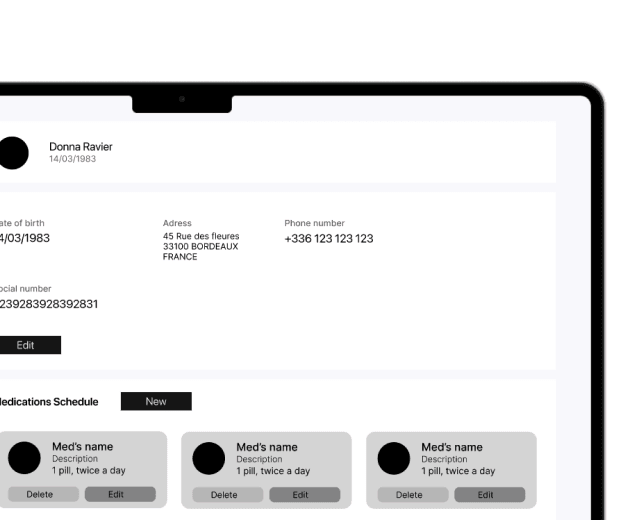MedMinder digital wireframes desktop